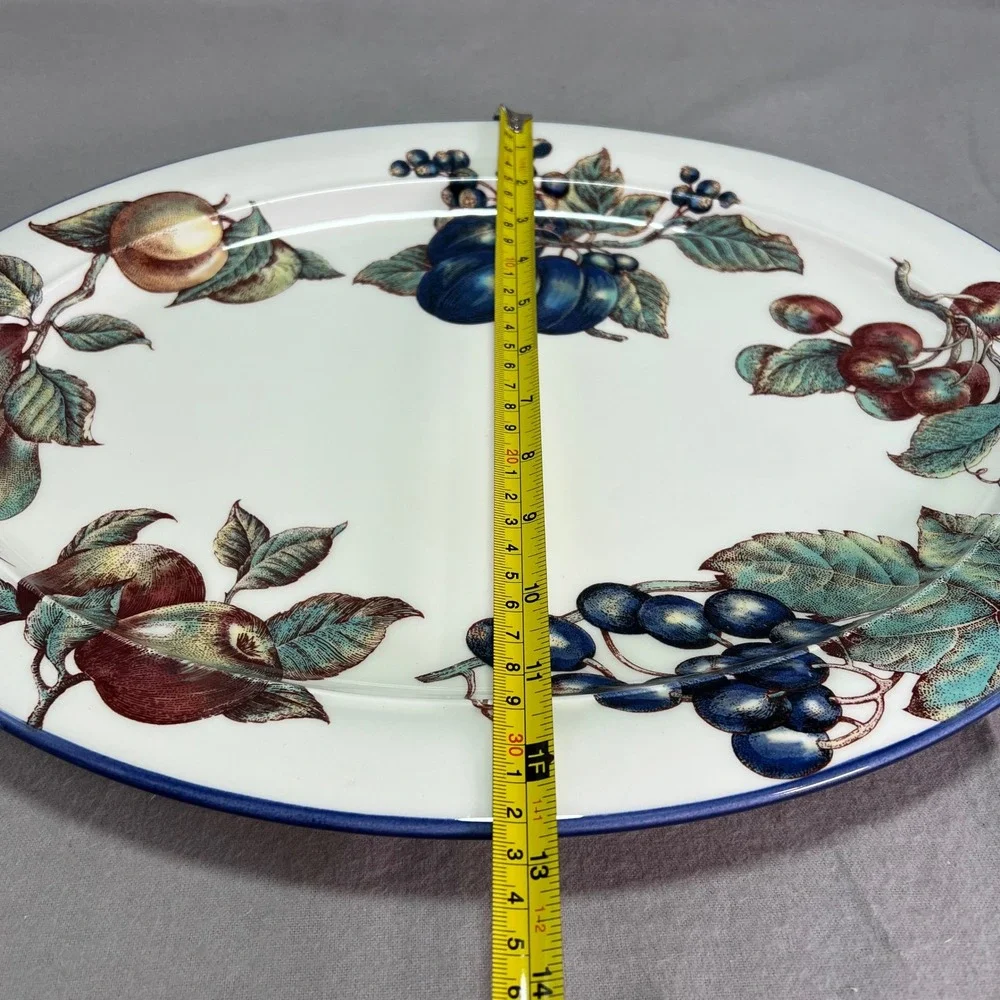 Pier 1 Macintosh Oval Serving Platter Discontinued Vintage Fruit Pattern 17x13